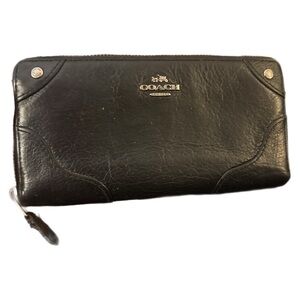 Coach Black Leather Zip-Around Wallet